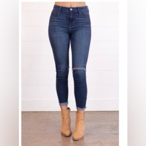 Glamour Denim - Glamour Farms High Rise Skinny Women’s Jeans Size 14 Plus Distressed Knees NWOT